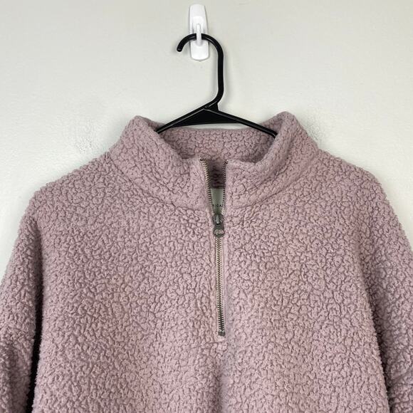American Eagle Sherpa Fleece Pullover 1/2 Zip Lilac Purple Mock Neck Size Large - Picture 2 of 11